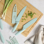 Gibson Home Bostonville 12-Piece Nonstick Stainless Steel Cutlery Set – Turquoise, 6 Knives with Matching Blade Guards