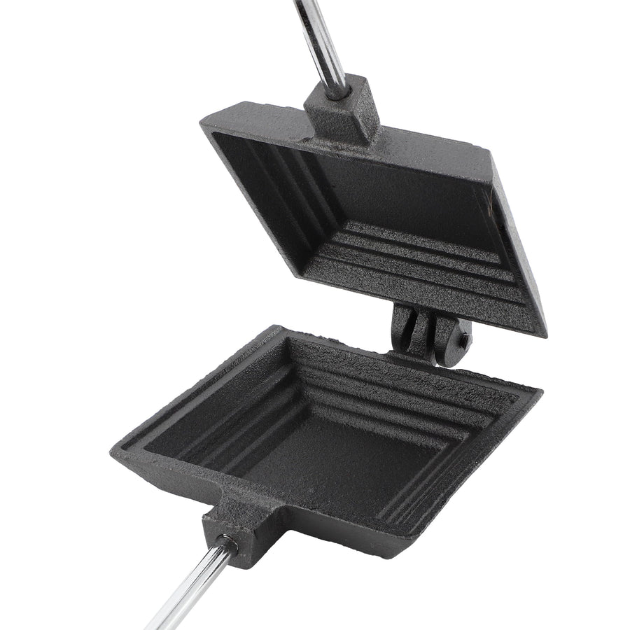 Megachef 4.3 Inch Cast Iron Pie Iron, Pre-Seasoned Campfire Sandwich and Pudgy Pie Maker
