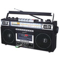 SuperSonic SC-3201BT retro 4-band radio and cassette player with Bluetooth, black