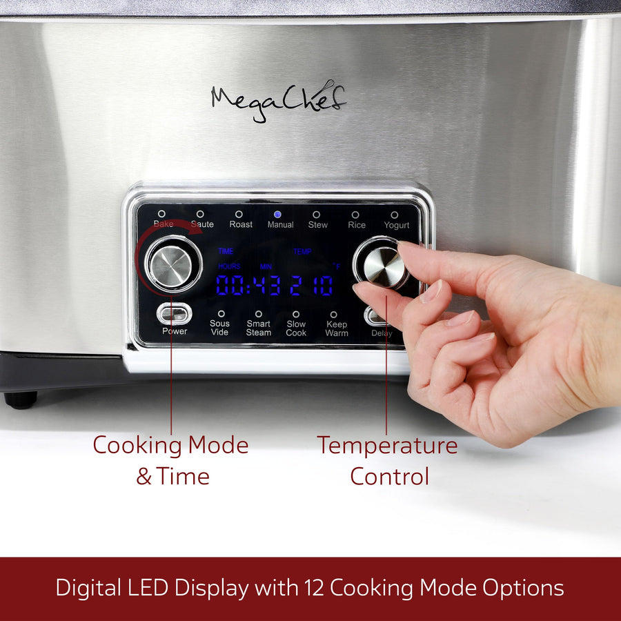 MegaChef Deluxe 8 Quart 12-in-1 Programmable Multi Cooker with Sous Vide