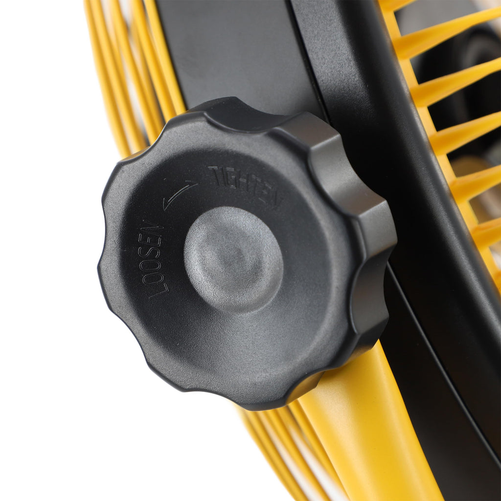 Vie Air 12-Inch Rechargeable Indoor/Outdoor Weatherproof Floor Fan – IPX4 Water-Resistant, Cordless Patio & Garage Cooling, Yellow