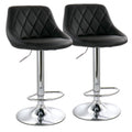 Elama Diamond Stitched Faux Leather Adjustable Bar Stool Set of 2 – Black with Chrome Swivel Base