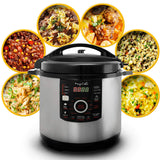 MegaChef 12-Quart XL Digital Pressure Cooker & Electric Multi-Cooker, 1600W, 15 Presets, Glass Lid