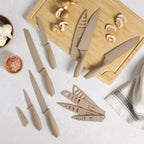 Gibson Home Bostonville 12-Piece Nonstick Stainless Steel Knife Set - Beige, 6 Knives with Matching Blade Guards