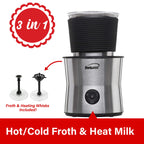 Brentwood GA-401S 15oz Cordless Electric Milk Frother, Warmer & Hot Chocolate Maker, Stainless Steel - Hot Froth, Cold Froth, Heat