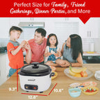 Brentwood RC-5016W 16-Cup Cooked Rice Cooker with Steam Tray - White, 500W with Measuring Cup & Spatula
