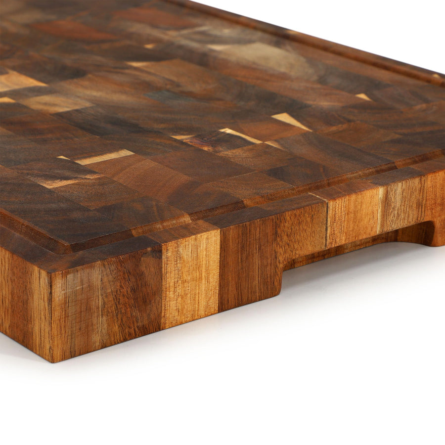 MegaChef MC-A147 17 x 13 Inch Acacia Wood Butcher Block Cutting and Serving Board with Juice Groove, 1.8 Inch Thick