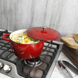 Crock-Pot Artisan 5-Quart Round Enameled Cast Iron Dutch Oven with Lid – Red