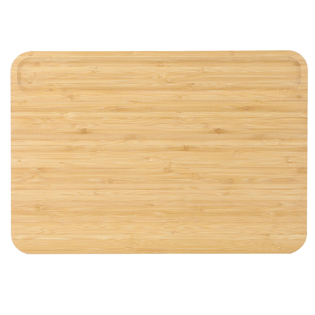 Elama 3-Piece Bamboo Wood Cutting Board Set – 13", 15" & 17" with Compartments for Prep & Serving