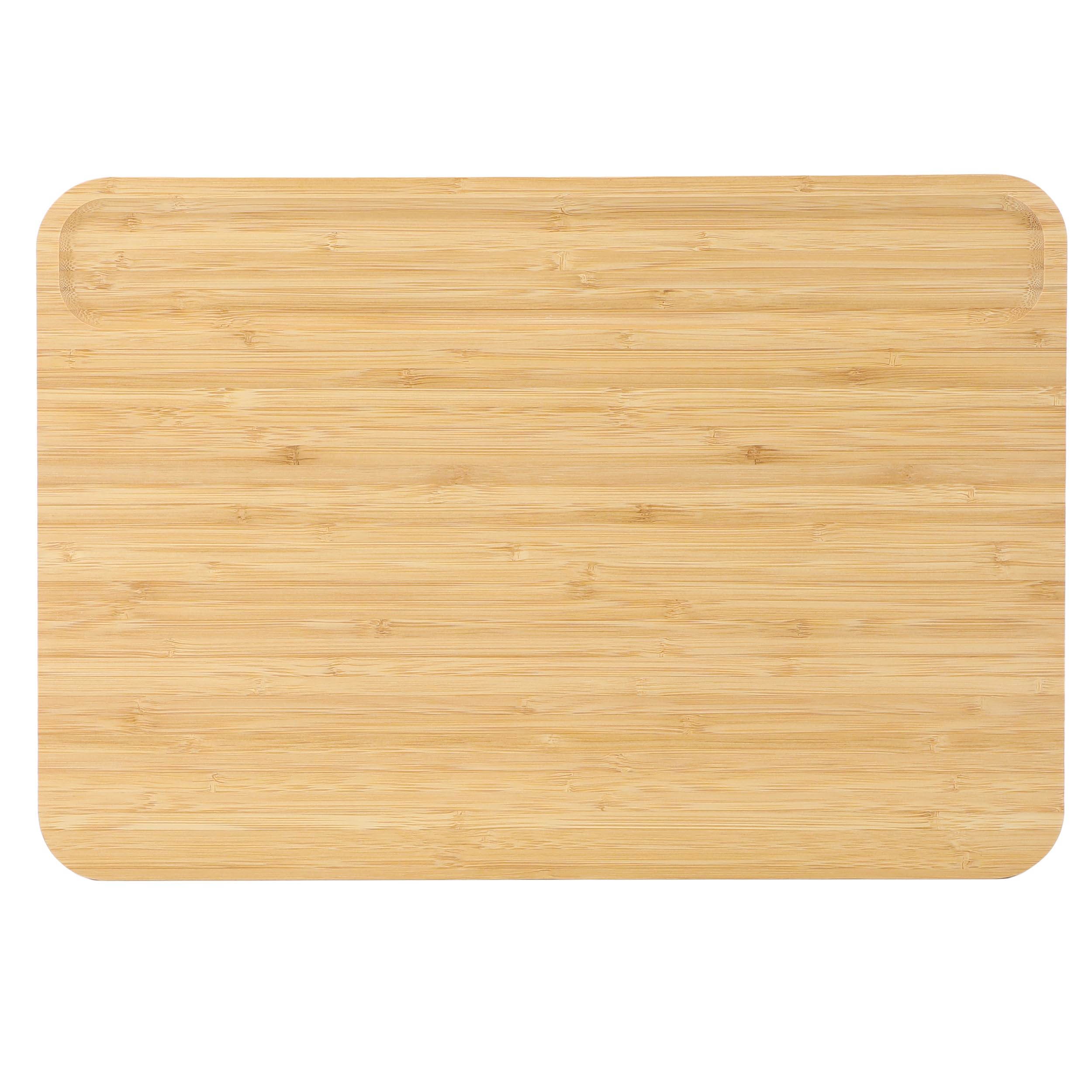 Elama 3-Piece Bamboo Wood Cutting Board Set – 13", 15" & 17" with Compartments for Prep & Serving
