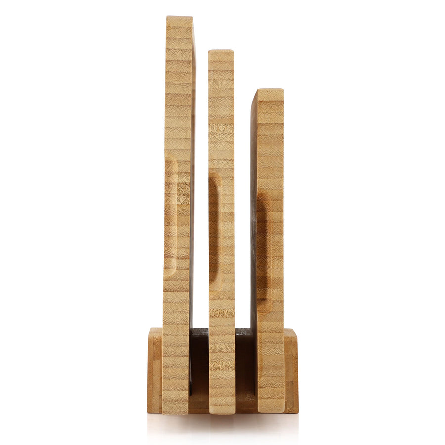 Elama 3 Piece Natural Bamboo Cutting Board Set with Upright Storage Base