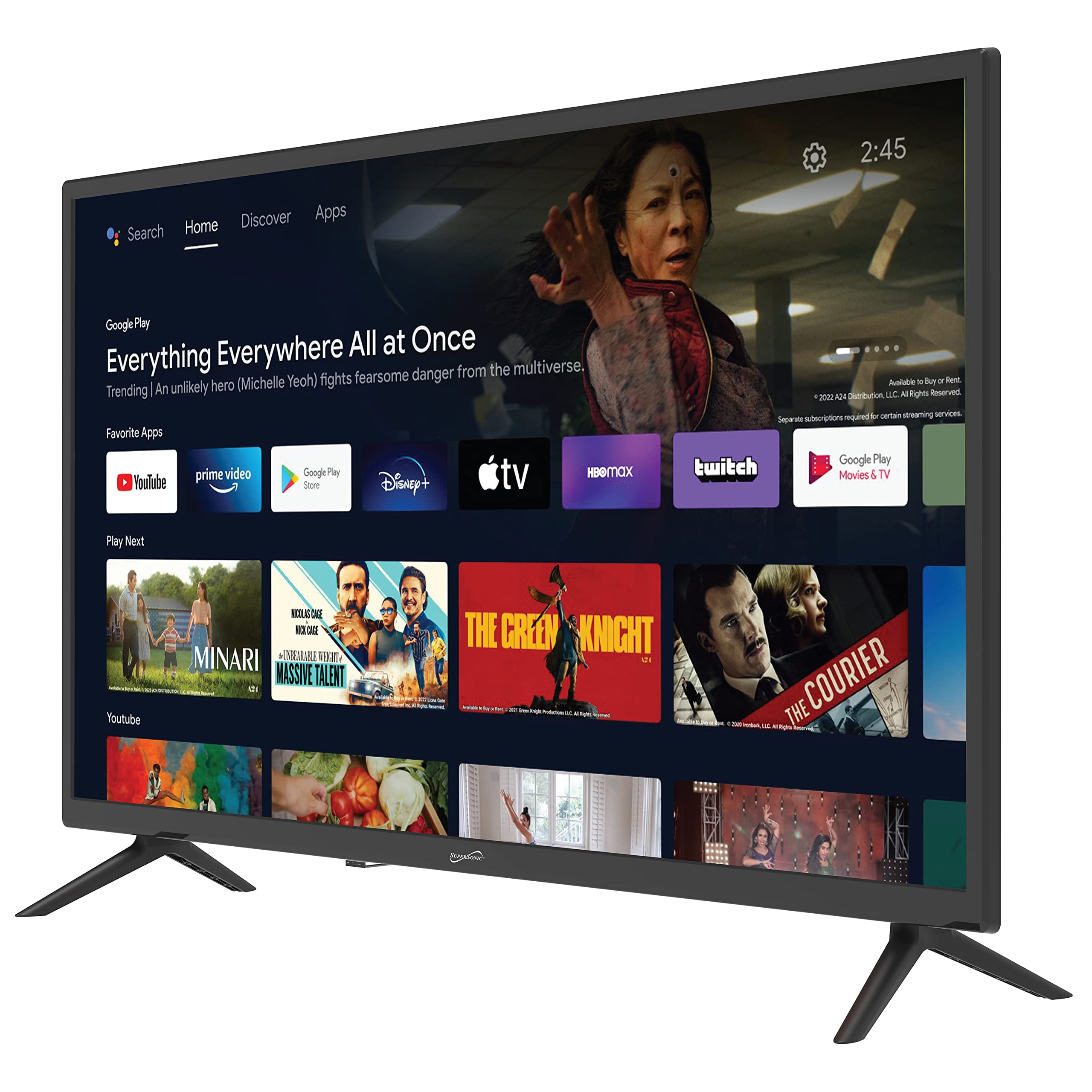 SuperSonic SC-3250GTV 32-inch black LED Android smart HDTV with Google Assistant