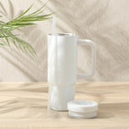 Gibson Home Marina 29 oz Stainless Steel Thermal Tumbler with Handle and Straw, White