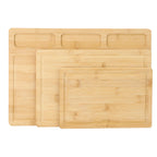 Elama 3-Piece Bamboo Wood Cutting & Serving Board Set – 10", 12.6" & 15.75" Charcuterie, Prep & Serving Boards