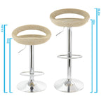 Elama Adjustable Rattan Bar Stool Set of 2 – Tan with Chrome Base (ELM-905)