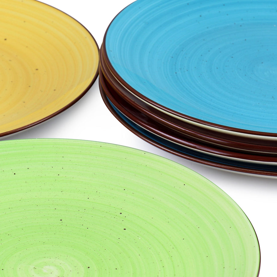 Elama Sebastian 6-Piece Round Stoneware Dinner Plate Set, Assorted Colors
