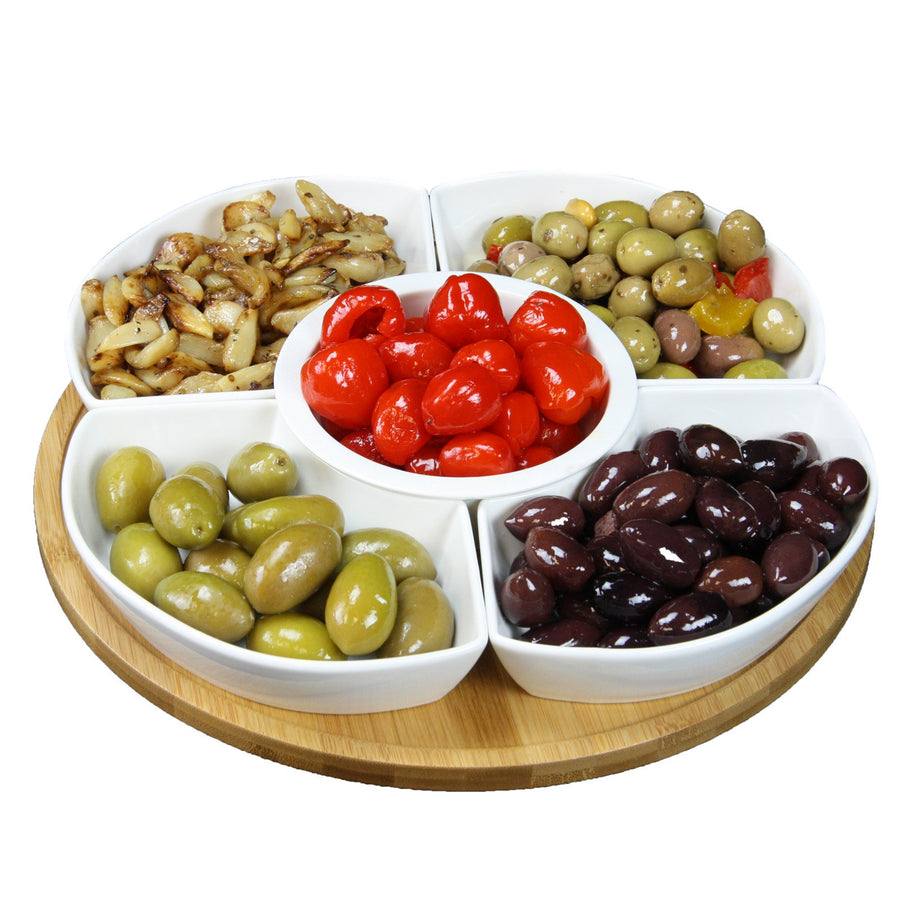 Elama Signature 12 1/4 Inch 6pc Lazy Susan Appetizer and Condiment Server Set