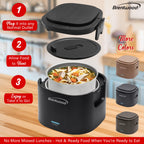 Brentwood ELB-600BK 0.6L Portable Leakproof Electric Lunch Box with Stainless Steel Container - Black