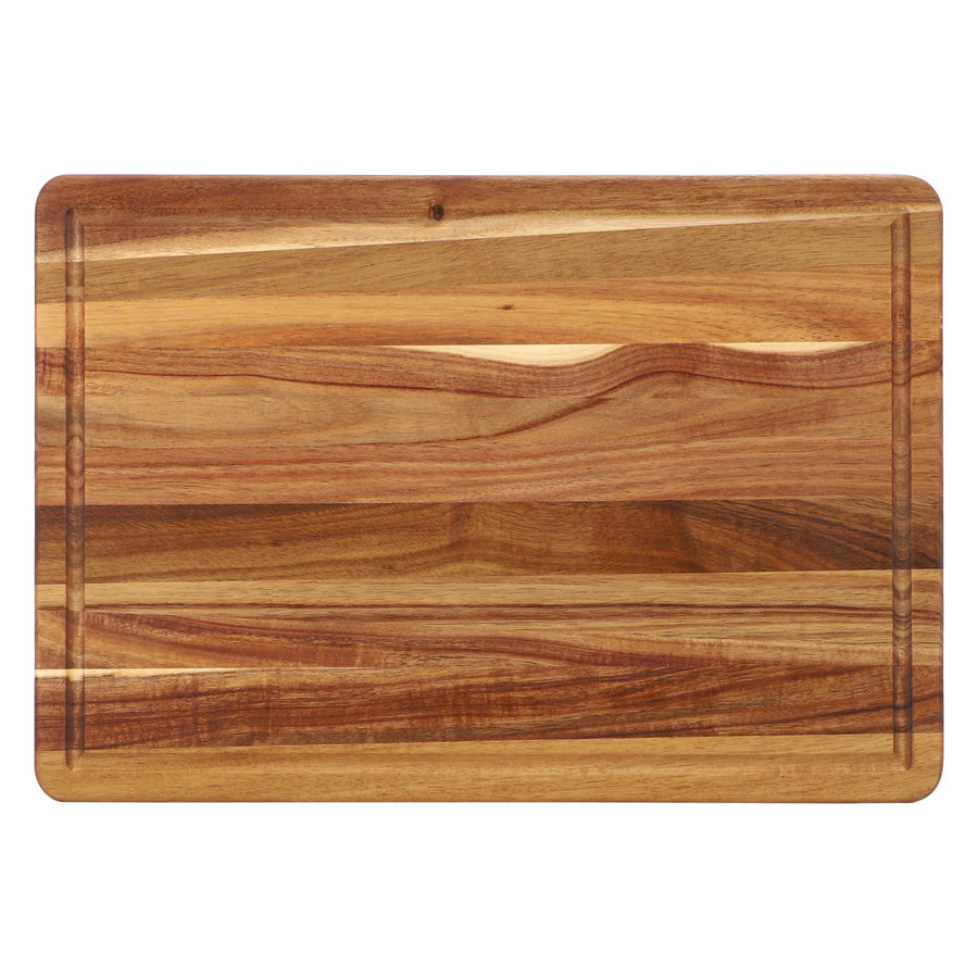 MegaChef MC-A143 3-Piece Acacia Wood Cutting, Prep and Serving Board Set, 16.5 in, 11.3 in and 5.5 in Boards, Natural Brown