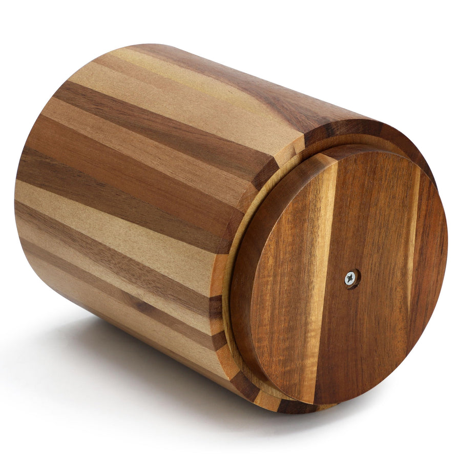 Elama Acacia Wood 360-Rotating Utensil Holder, 5.9-Inch Countertop Crock, Brown