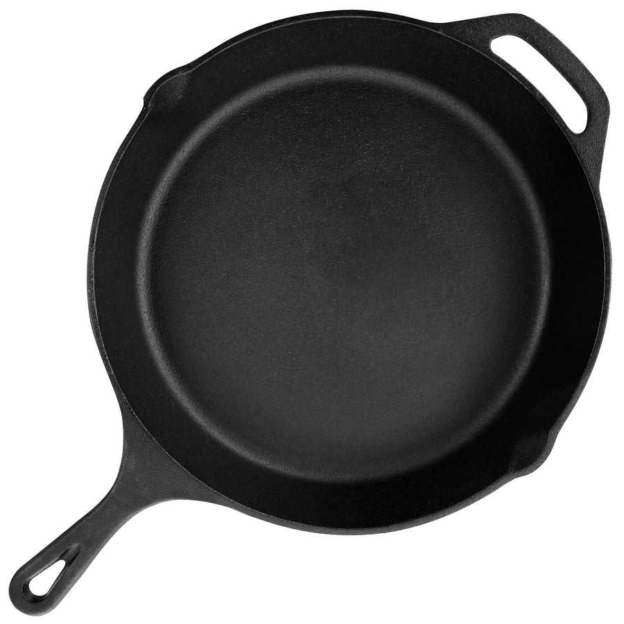 Top view of the 12 inch pre-seasoned cast iron skillet