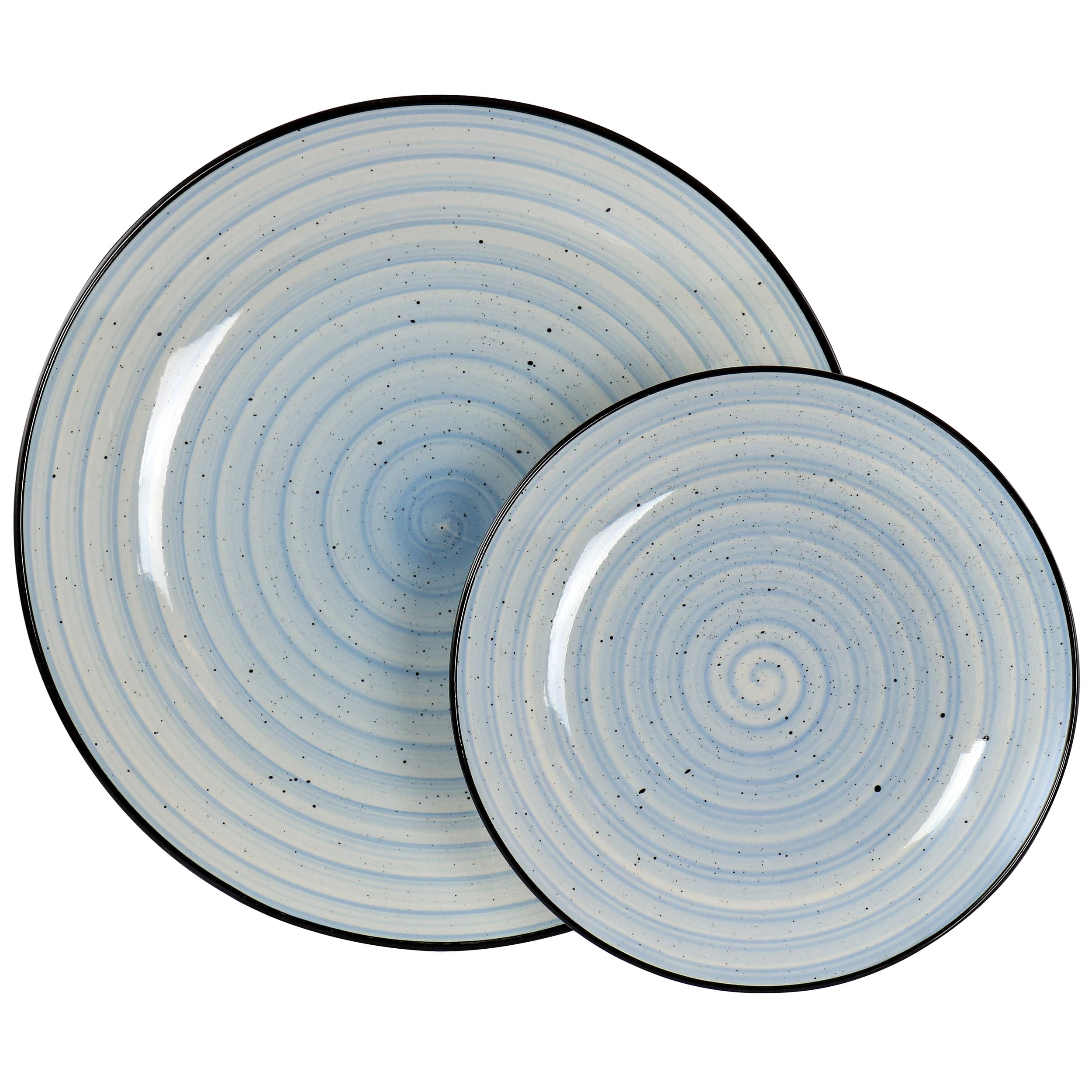 Elama Gia 24-Piece Stoneware Dinnerware Set – Light Blue Service for 6