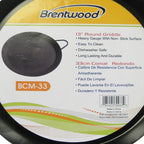 Brentwood BCM-33 13-Inch Carbon Steel Non-Stick Round Comal Griddle - Black, Stovetop Pan with Welded Handles