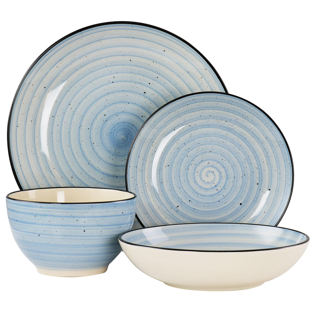 Elama Gia 24-Piece Stoneware Dinnerware Set – Light Blue Service for 6