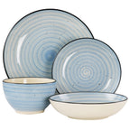 Elama Gia 24-Piece Stoneware Dinnerware Set – Light Blue Service for 6