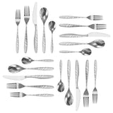 MegaChef La Vague 20-Piece Stainless Steel Flatware Set, Silver, Service for 4
