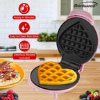 Brentwood TS-2144PK Non-Stick Heart Shaped 4 Inch Mini Waffle Maker - Pink, 400W