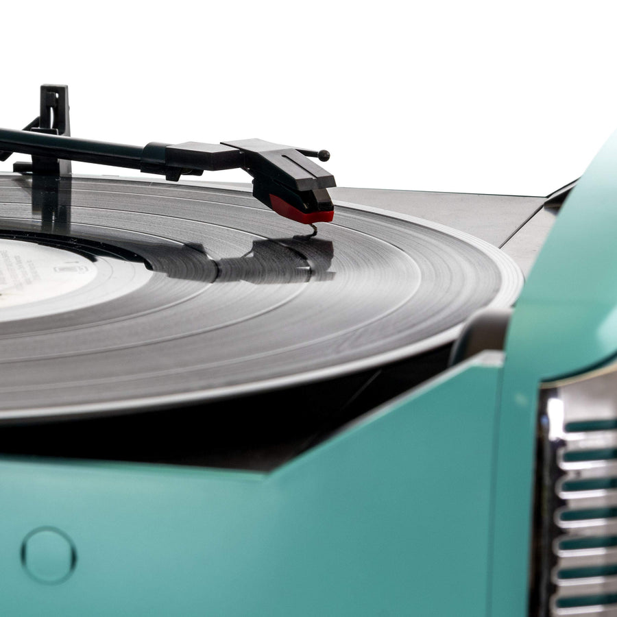 Trexonic Retro Record Player with Bluetooth, CD Player & 3-Speed Turntable, Turquoise