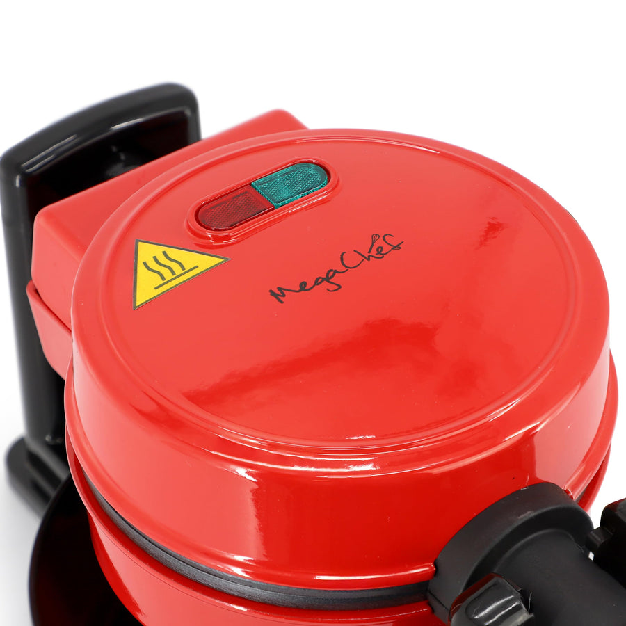 MegaChef MC-B046 5-Inch Nonstick Flip Belgian Waffle Maker, Red