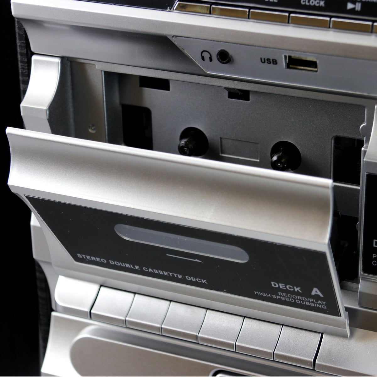 3-Speed Vinyl Record Player Stereo System with CD, Double Cassette, Bluetooth, FM Radio & USB/SD Recording, Trexonic TRX-11BS