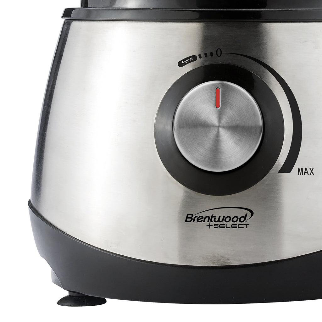 Brentwood Select FP-581 8-Cup Food Processor — Stainless Steel Multi-Speed Chopper, Slicer & Shredder with Pulse, BPA-Free 1.9L Bowl