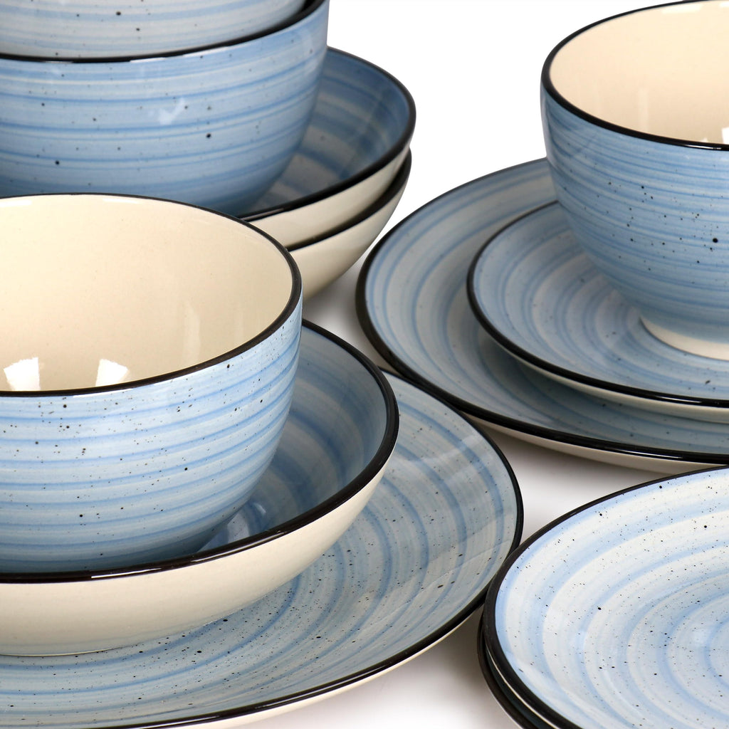 Elama Gia 24-Piece Stoneware Dinnerware Set – Light Blue Service for 6