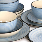 Elama Gia 24-Piece Stoneware Dinnerware Set – Light Blue Service for 6