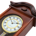 Bedford Clock Collection Jacob 22.75" Mahogany Chiming Pendulum Wall Clock – Quartz Westminster Chimes with Swinging Pendulum & Roman Numeral Dial