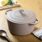 Crock-Pot Artisan 7-Quart European Round Enameled Cast Iron Dutch Oven – Matte Dusty Pink, Oven-Safe to 500°F