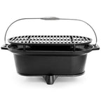 MegaChef Oval Cast Iron Portable Hibachi Charcoal Grill – Black Outdoor Tabletop BBQ for Camping & Tailgating