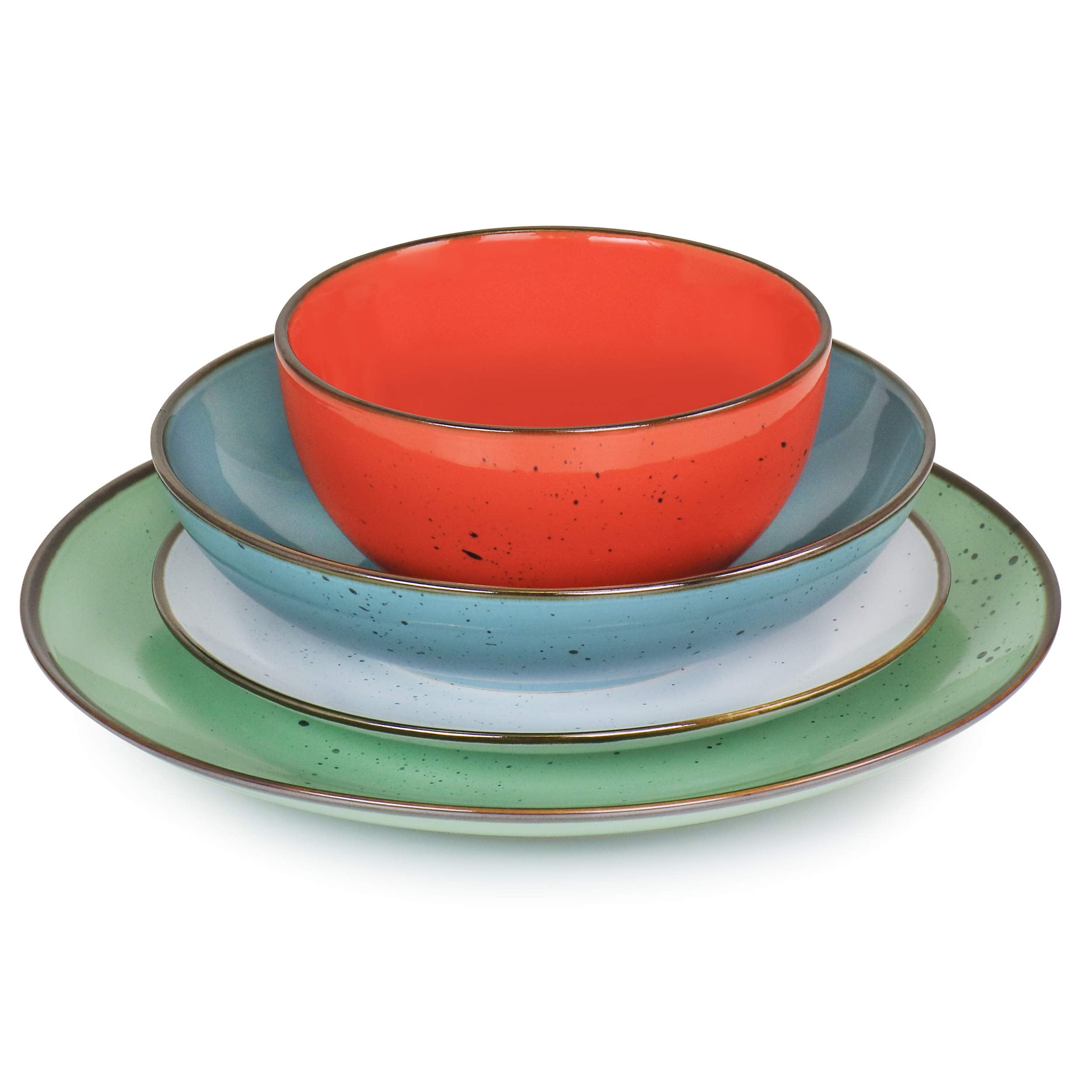 Elama Evelynn 20-Piece Mix & Match Stoneware Dinnerware Set – Assorted Colors Service for 4