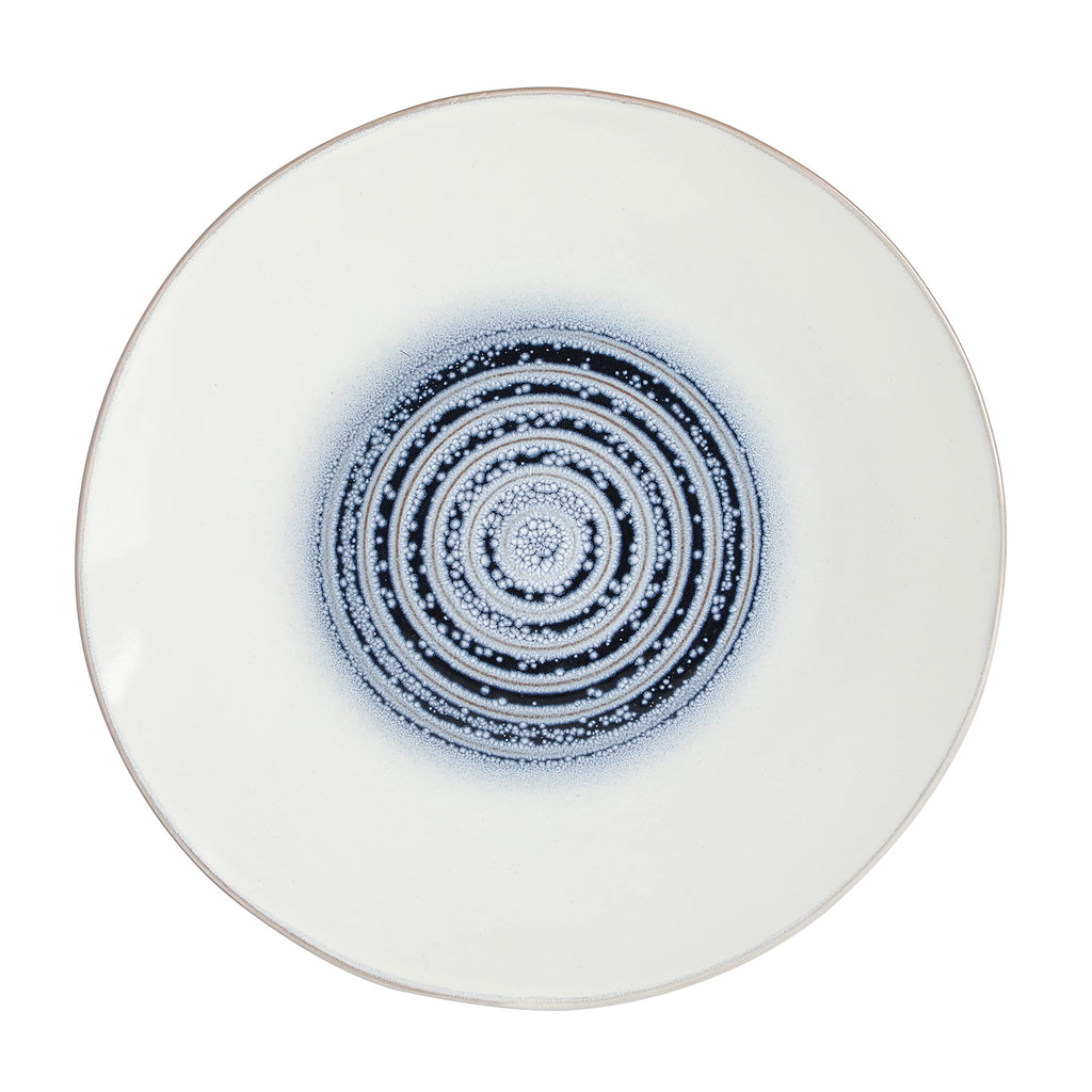 Gibson Elite Spiral Reactive 16-Pc Dinnerware Set – Blue Embossed Stoneware Service for 4, Microwave & Dishwasher Safe