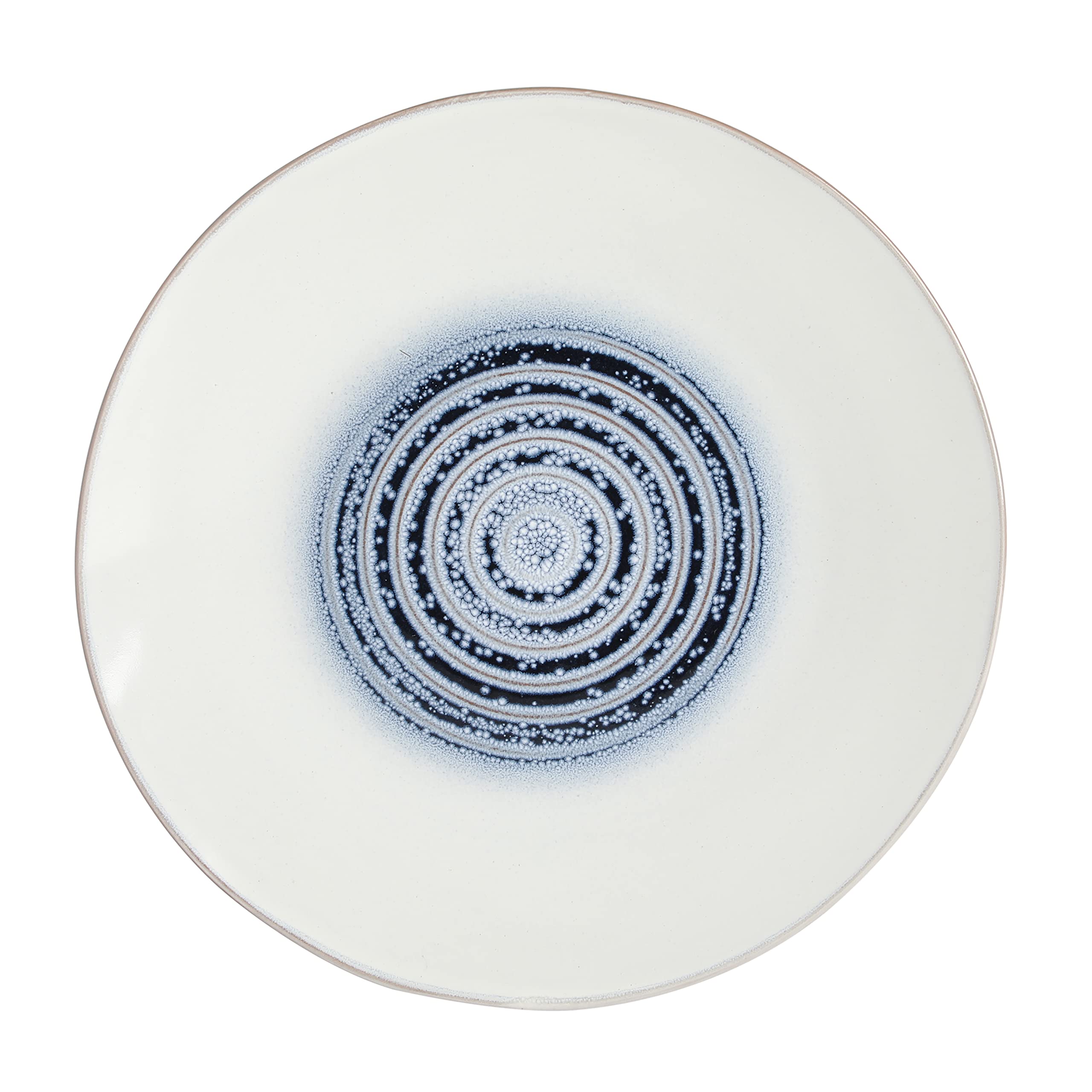 Gibson Elite Spiral Reactive 16-Pc Dinnerware Set – Blue Embossed Stoneware Service for 4, Microwave & Dishwasher Safe