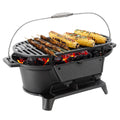MegaChef Oval Cast Iron Portable Hibachi Charcoal Grill – Black Outdoor Tabletop BBQ for Camping & Tailgating