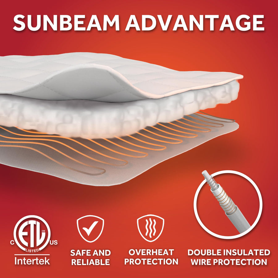 Sunbeam Wi-Fi Connected Heated Mattress Pad, Full, White