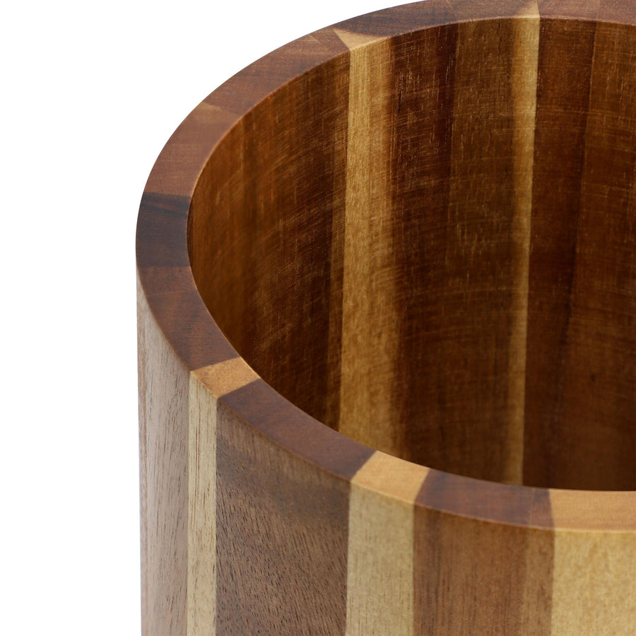 Elama Acacia Wood 360-Rotating Utensil Holder, 5.9-Inch Countertop Crock, Brown