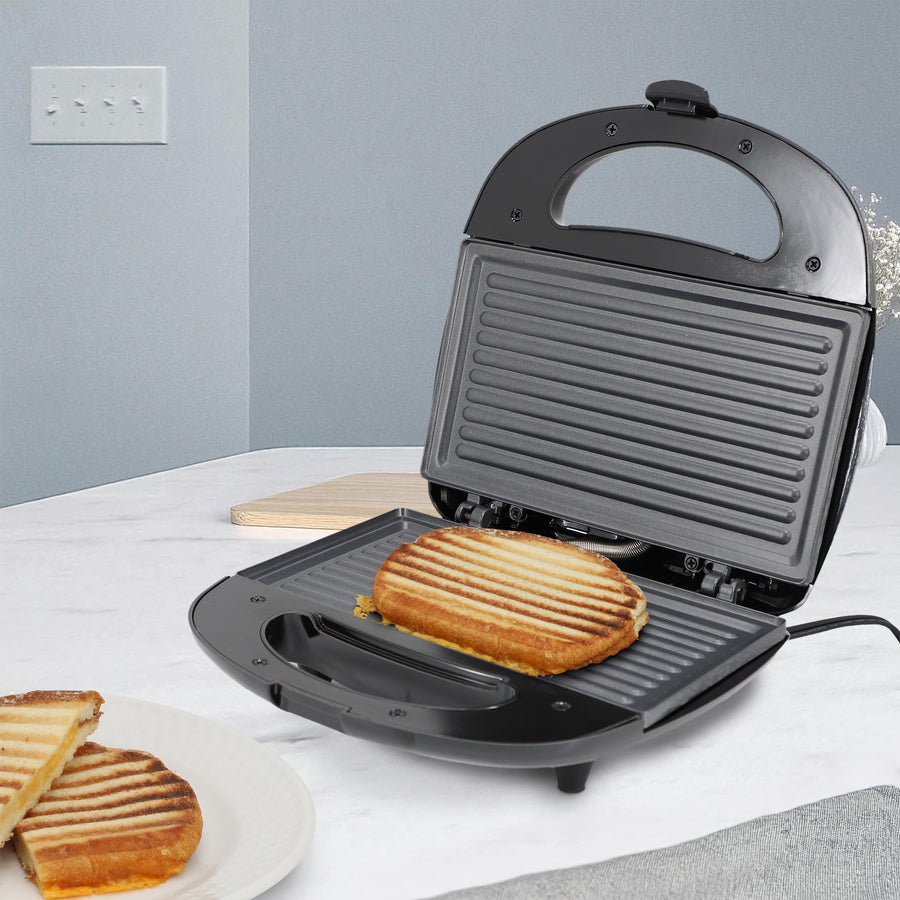 MegaChef Compact Electric Panini Press and Sandwich Maker, Black