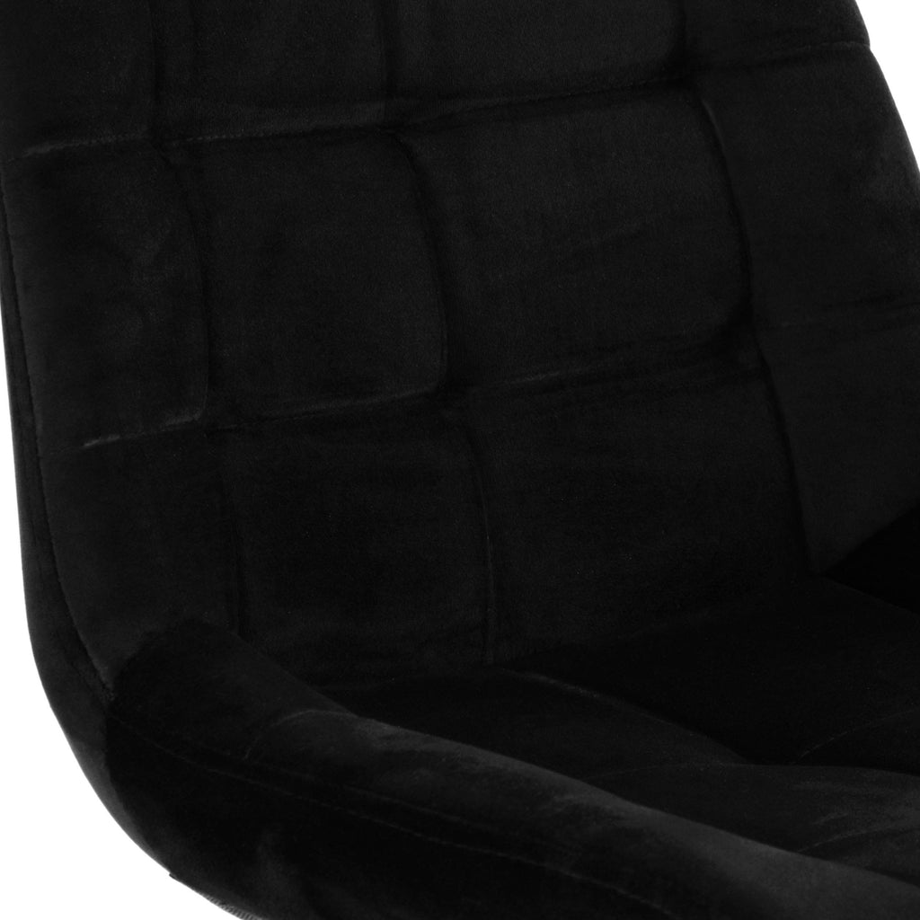 Elama Tufted Chair Set of 2 – Black Flannelette with Metal Legs
