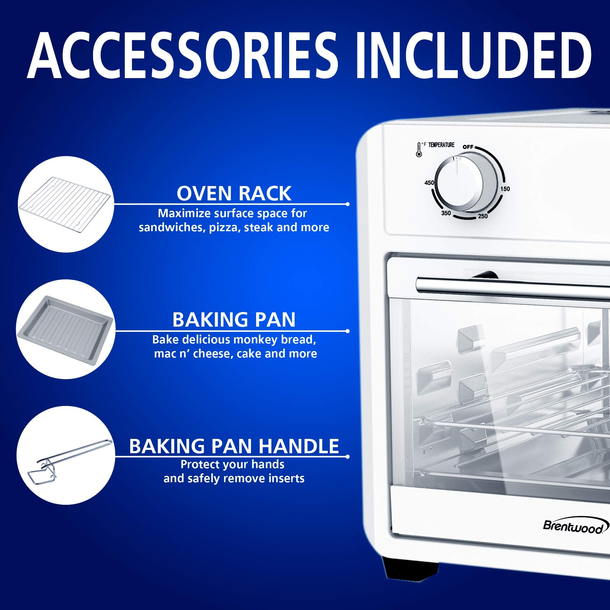 Brentwood 1700-Watt 24-Quart Convection Air Fryer Toaster Oven, Silver