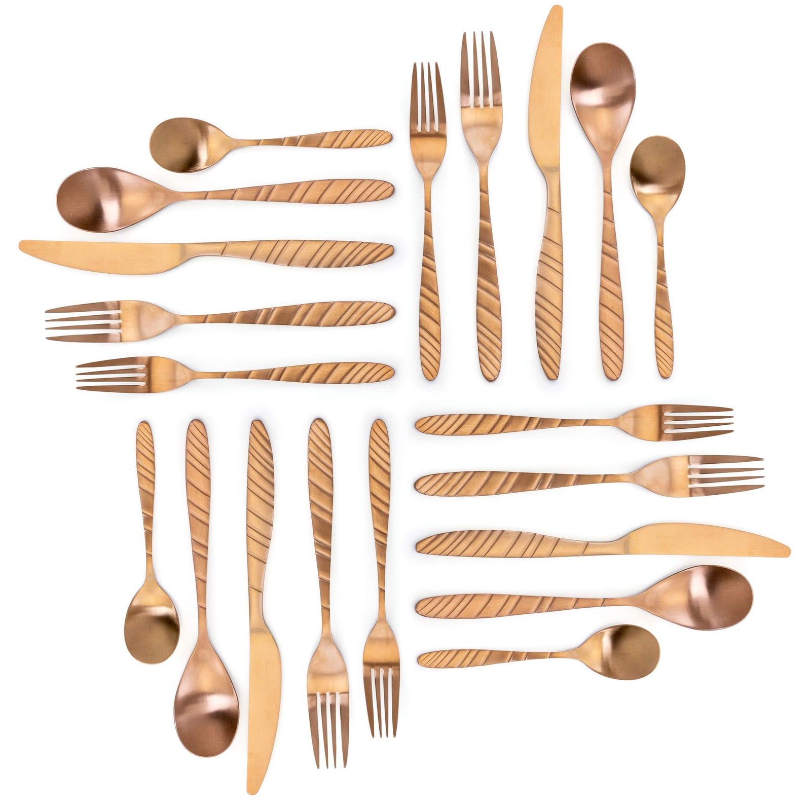 MegaChef La Vague 20-Piece Flatware Set, Matte Rose Gold, Service for 4